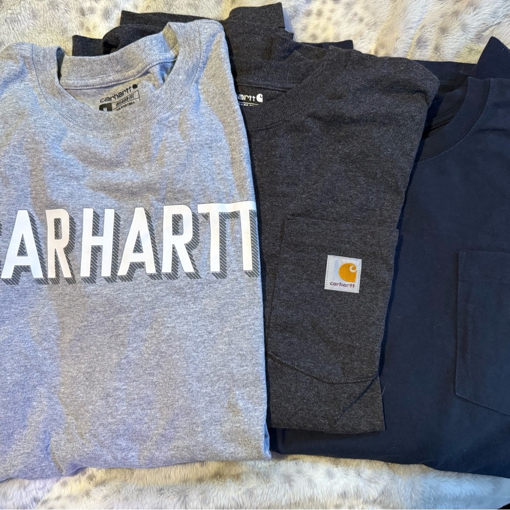 Carhartt Men's Long Sleeve Tee Bundle - Grey, Charcoal, Navy